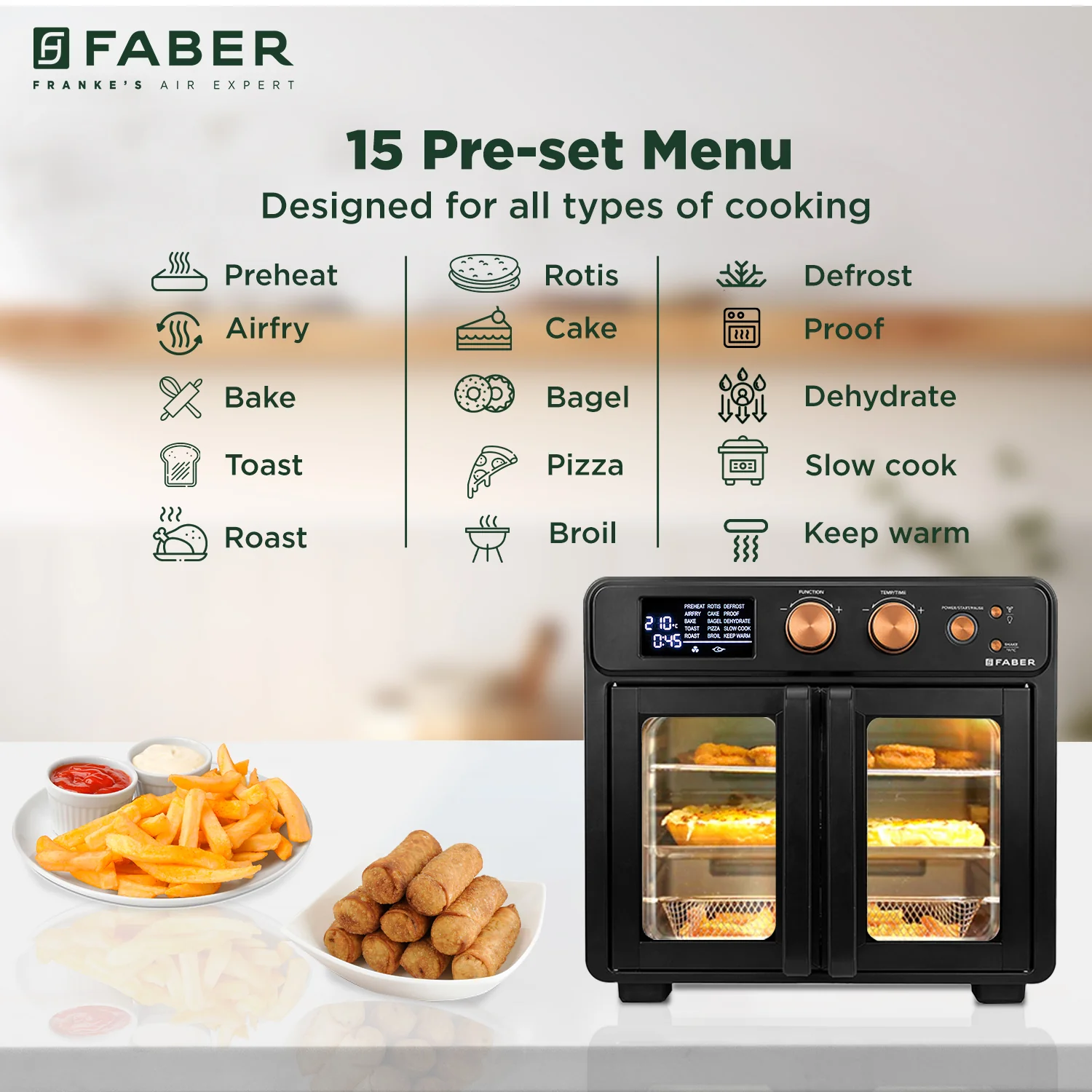 Faber 25L Air Fryer Oven (FAO25L15F BK)-3