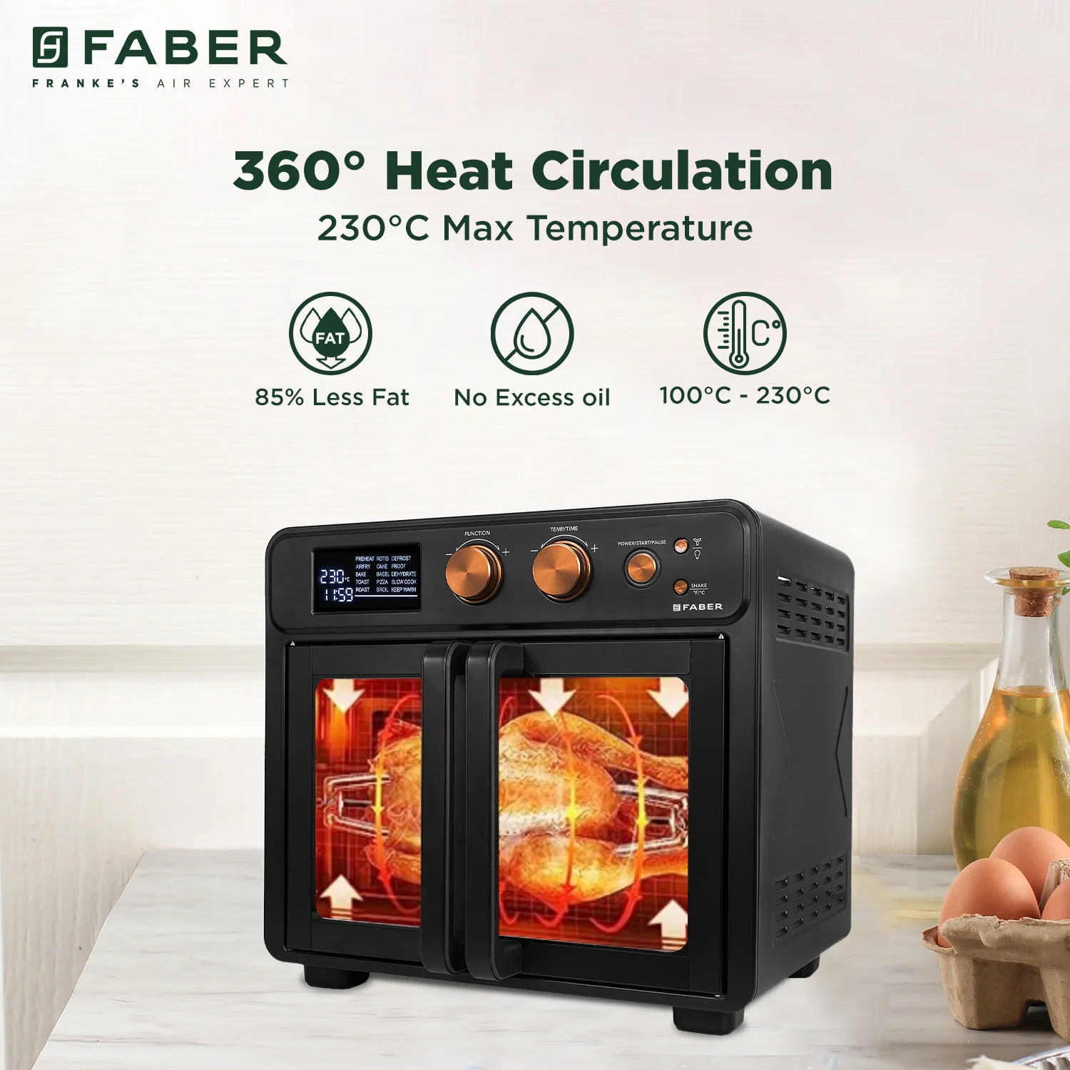 Faber 25L Air Fryer Oven (FAO25L15F BK)-4
